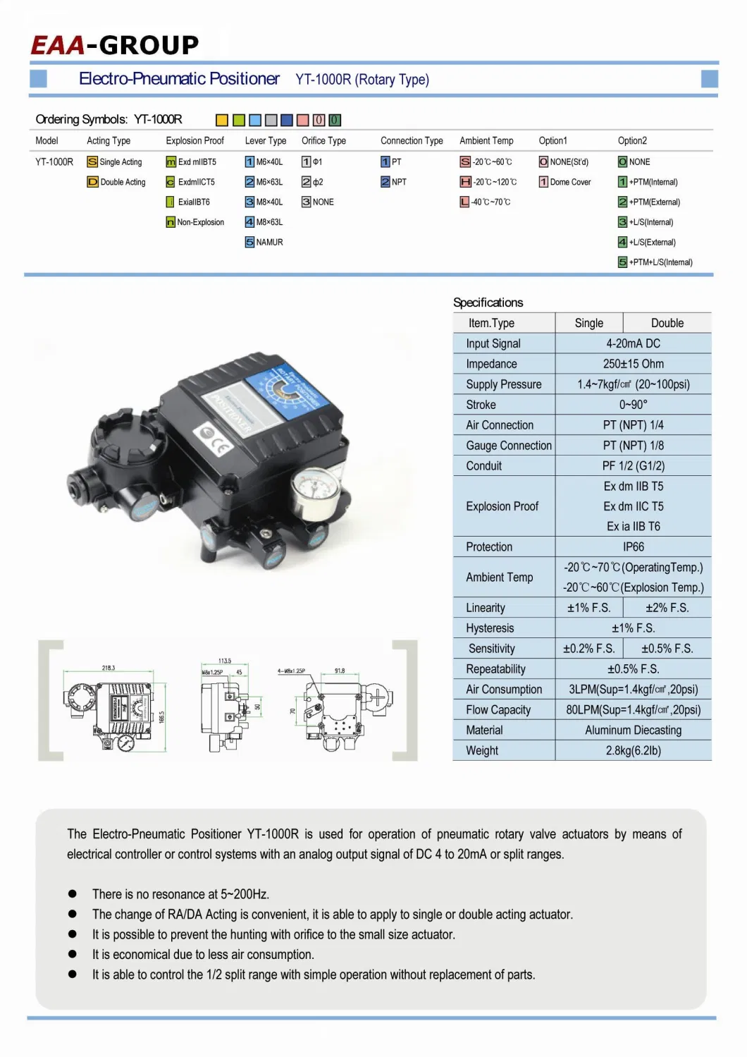 Linear Type Rotork Ytc Electro Pneumatic Valve Positioner China Supplier